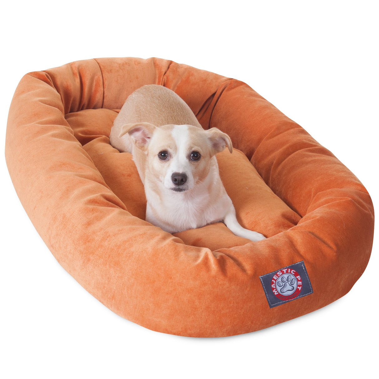 Majestic Pet Villa 32 Inch Shredded Memory Foam Dog Bed for Medium Sized Dog 32x23x7 Inch–Orthopedic Pet Bed - Washable Medium Puppy Mat with Head Support-Orange