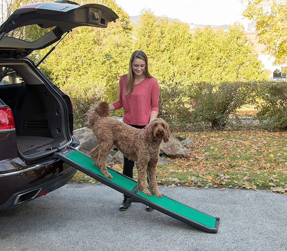 Pet Gear supertraX Ramps for Dogs and Cats, Maximum Traction Surface, Portable/Easy-Fold (No Tools Required), Built in Handle for Travel, 5 Models, 42-71 Inches Long, Supports 150-200lbs