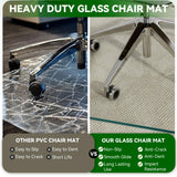 BesWin Glass Office Chair Mat, Tempered Glass Floor Mats for Carpet Floor, Heavy Duty Hard Glass Desk Chair Mat for Home or Office, Anti-Slip & Easy Glide - 29" x 47"