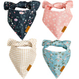 Remy+Roo Spring Dog Bandanas - 4 Pack Meadow Set | Premium Durable Adjustable Polyester Fabric | Patented Shape Girl Dog Bandana, Floral Bandana for Dogs (Small)