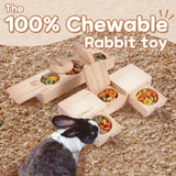 SoulThink® Interactive Wooden Pet Rabbit Toys - Sniff n' Snack Bunny Chew Toys for Rabbit Treats, Suited as Guinea Pig, Hamster for Boredom, Bunny Toys for Rabbits Keep Busy (2 Sets)