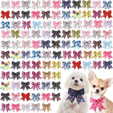 Yunsailing 100 Pcs Dog Bow Ties Bulk Dog Bows with Adjustable Collar Cat Bowtie Pet Grooming Neck Collar for Small Medium Pets Birthday Holiday Photography Accessories(Dog Paw)