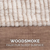 Furhaven Memory Foam Dog Bed for Large Dogs w/ Removable Bolsters & Washable Cover, For Dogs Up to 125 lbs - Luxe Faux Fur & Performance Linen Sofa - Woodsmoke, Jumbo Plus/XXL