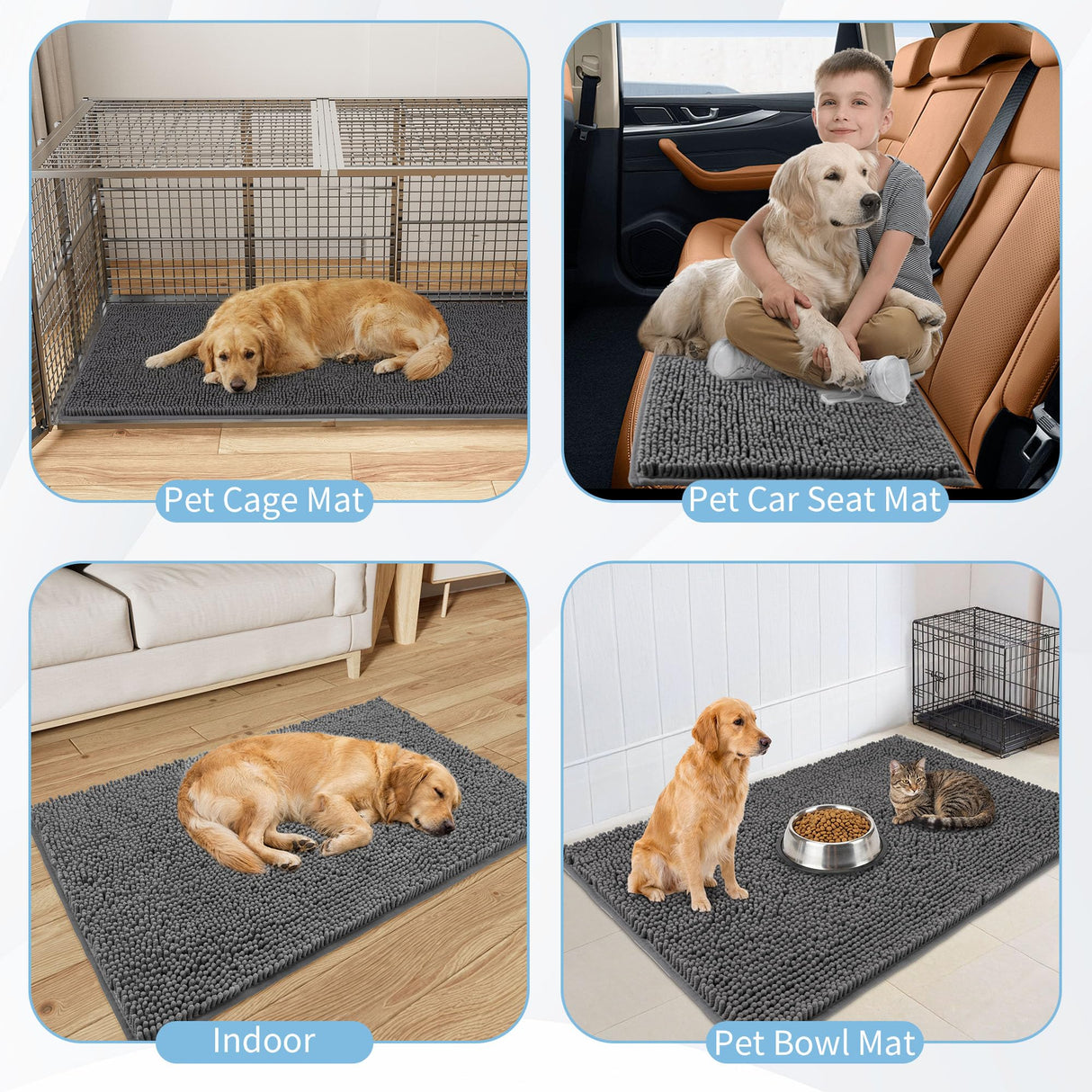 Amyracel Dirt Trapping Door Mat, 48" x 72" Large Absorbent Dog Door Mat for Muddy Paws, Quick Dry Non Slip Chenille Mud Mat for Dogs, Machine Washable Entry Indoor Entryway Rug for Inside Floor