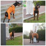 Winter Waterproof Dog Snowsuit – Full Body Outdoor Jacket with Leash Ring, Fleece Lining, Windproof Reflective 4-Leg Dog Coat for Small to Large Dogs Mustard Yellow L