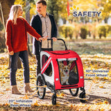 Aosom 2-in-1 Pet Bike Trailer for Small Medium Dogs, Road-Visibility Dog Stroller Bicycle Carrier, Weather-Strong Bike Wagon Trailer Sidecar Attachment, Red