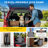 PATHOSIO PETS Portable Dog Ramp for Car – Foldable Dog Car Ramp for Truck, SUV, High Bed & Sofa with Anti-Slip Feet & Traction Carpet – Small to Large Breeds (71" Long & 17" Wide)