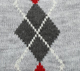 Grey Argyle Knit Pet Sweaters Clothes for Medium Dogs, Classic Gray X-Large (XL) Size