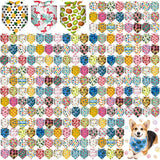 Aliceset 240 Pcs Summer Hawaii Dog Bandana Bulks Flamingo Fruit Patterns Printing Dog Kerchief Set Bibs Triangle Pet Scarf Soft Gifts Daily Cat Puppy Costume Accessories for Small and Medium Puppy