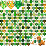 Cuffbow 200 Pcs St. Patrick's Day Dog Bandanas Bulk with Sayings Dog Bandanas Triangle Scarf Puppy Bibs Pet Costume Adjustable Cat Outfit Washable Bibs Kerchief for Small Medium Pet