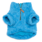 THE WORTHY DOG Faux Shearling Dog Sweater – Ultra Soft Warm Fleece 1/4 Zip Pullover with Soft Knit Lining – Cozy Fall & Winter Dog Jacket - Turquoise, X-Small