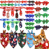 40 Pcs Christmas Dog Bow Ties Set 26 Christmas Pet Bowties 10 Santa Snowman Necktie 4 Winter Dog Bandana Xmas Grooming Accessories for Holiday Pet Outfit Winter Gift