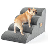 IFNOW Dog Stairs for Small Dogs 15.7''H, 4-Step Sturdy Dog Steps for Bed, Couch, Sofa, Waterproof Pet Stairs for Older Cats, Puppy, Removable Washable Cover, Non-Slip Curved Pet Ramp Indoor, Grey