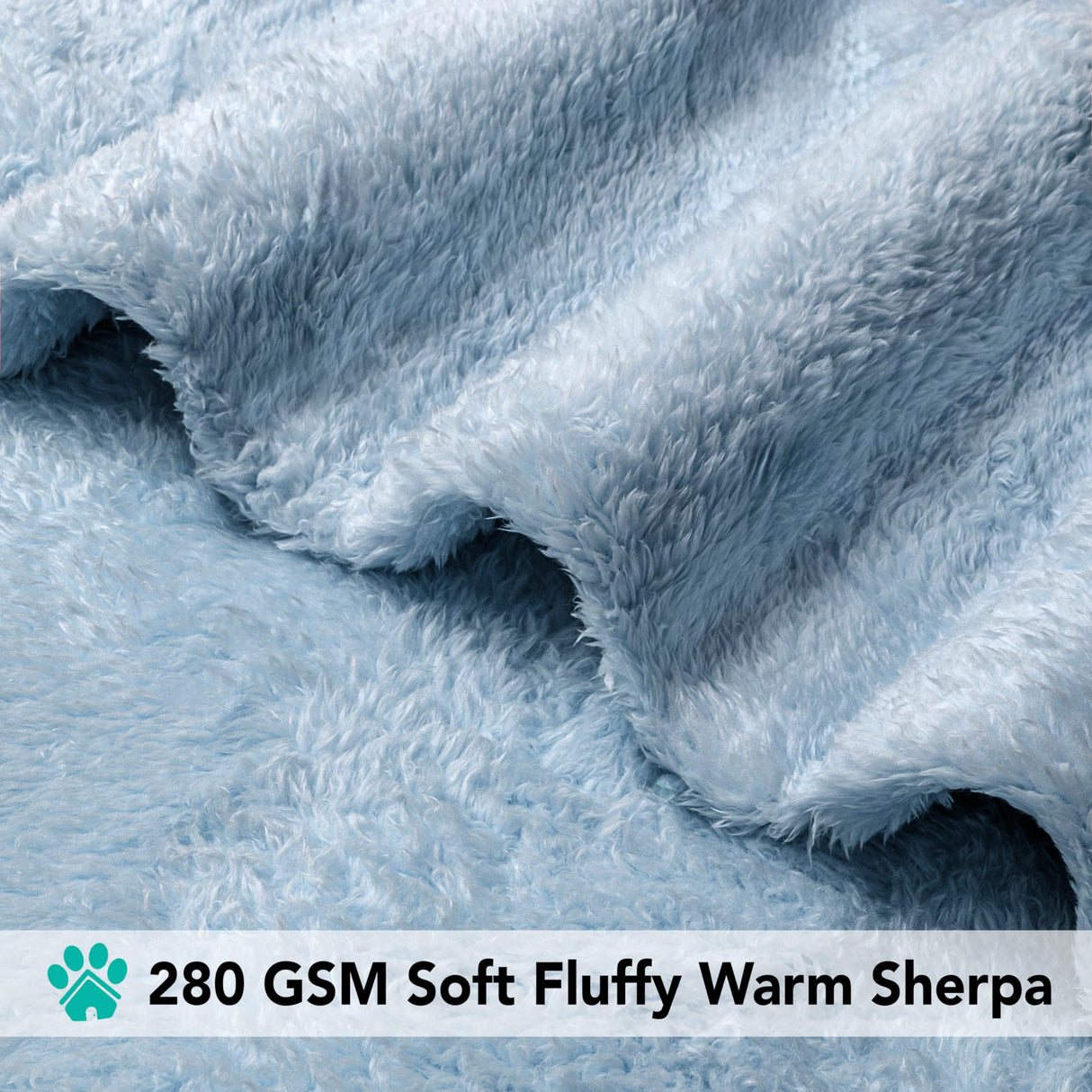 PetAmi Fluffy Soft Dog & Cat Blanket, Blue Sherpa Fleece, Calming Pet Blanket Throw for Bed & Sofa, X-Large 60x80
