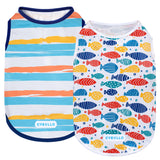 cyeollo 2pack Dog Cooling Shirt, Breathable Sleeveless Summer Clothes for Dogs, Intant Cool T Shirts for Small Dogs, Blue Fish S