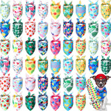 Chunful 50 Pieces Dog Bandanas for Summer Bulk Hawaiian Bandanas Bib Triangle Dog Scarf Set with Fruit Leave Flamingo Pattern for Summer Pet Costume Accessories Decoration(31.5 x 21.7 x 21.7 Inches)