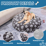 BALAPET Washable Dog Bed Covers Replacement Round Waterproof Bed Cover for Dog Soft Pet Bed Cover with Lovely Dog Paw Print and Double-Sided Usable Design,Cover Only(Dark Gray,45 * 45 * 11in)