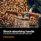 Fiskars X25 Splitting Axe, 28" Wood Splitting Axe for Medium to Large Size Logs with Shock Absorbing Handle and Sheath, Split Firewood, Forged Steel Blade, Bushcraft Gear and Camping Hatchet