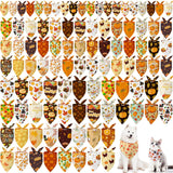 Huhumy 100 Pcs Thanksgiving Fall Dog Bandanas Bulk 3 Sizes Dog Washable Bandana Adjustable Washable Autumn Scarf for Thanksgiving Holiday Small Medium Large Pet Supplies