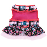 Blueberry Pet New Soft & Comfy Made Well Elegant Floral No Pull Mesh Dog Costume Harness Dress in Sleek Black, Chest Girth 19"-21", Small, Adjustable Harnesses for Dogs