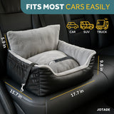 JOTADE Dog Car Seat for Small & Medium Dogs – Washable & Reversible Pet Travel Booster Seat, Double Safety Leashes, Anti-Slip Design, Extra Cushion Cover, Easy Install Puppy Car seat up to 35 lbs