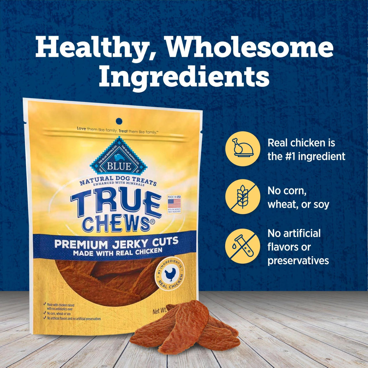 Blue Buffalo True Chews Premium Jerky Cuts Natural Dog Treats, Chicken 32 oz bag