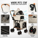 Double Pet Stroller with Detachable Carriers - Ideal for 2 Dogs or Cats - Compact & Convenient Design - Easy Assembly Double Dog Stroller - Cosmic Beige