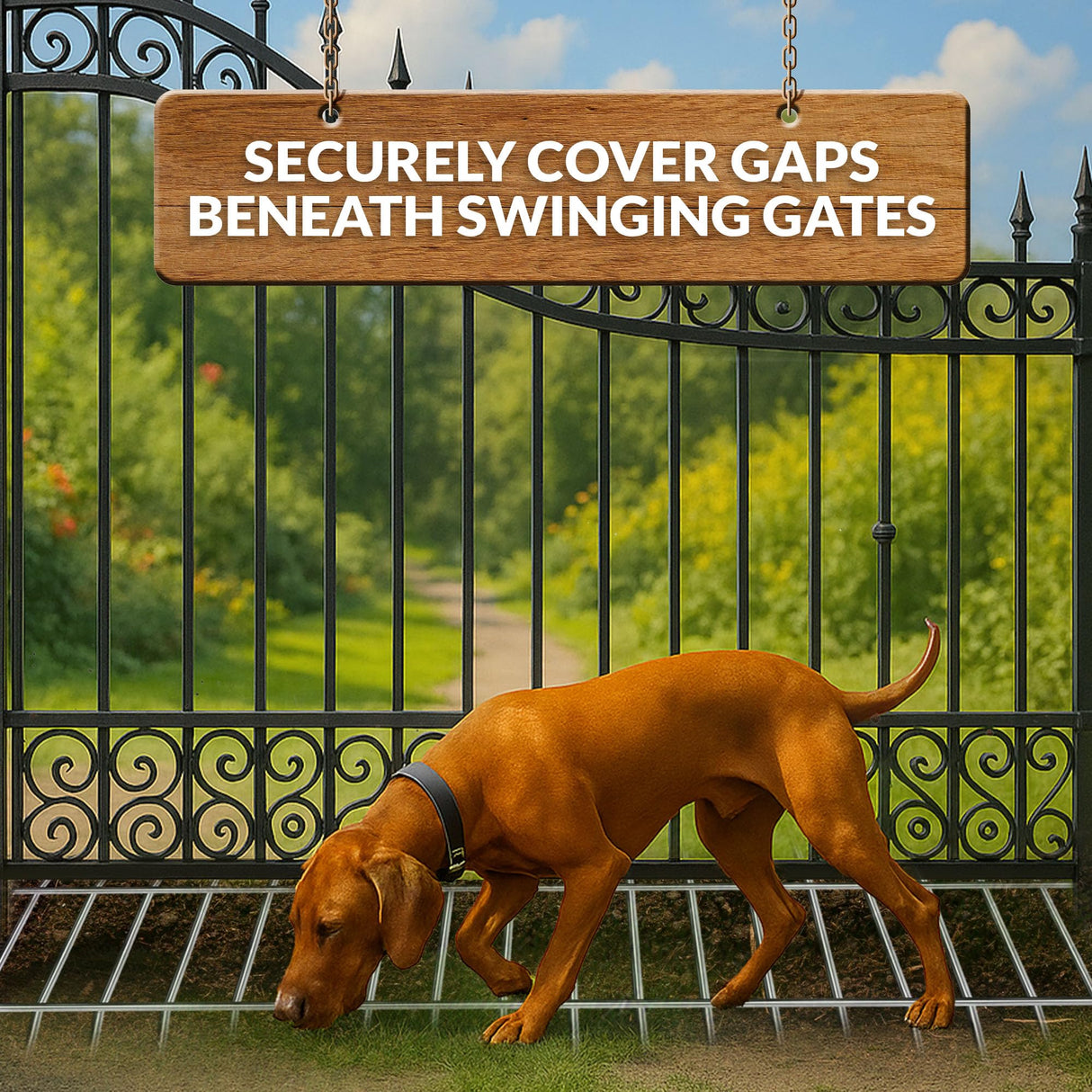 Dig Defence Original Gate Plate, Ideal Gift for Pet Lovers Dog Digging Deterrent Underground Gap Filler for Dogs/Rabbits 2 Pack with 2 Sm/Md Animal Barrier