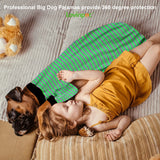 LovinPet Big Pitbull Dog Pajamas, Cotton Green and Grey Stripe Dog Shirt, Stop Shedding for Dogs,Onesies for Dogs, Pet Pajamas for Dogs, Pitbull Clothes, Pet PJ's, M
