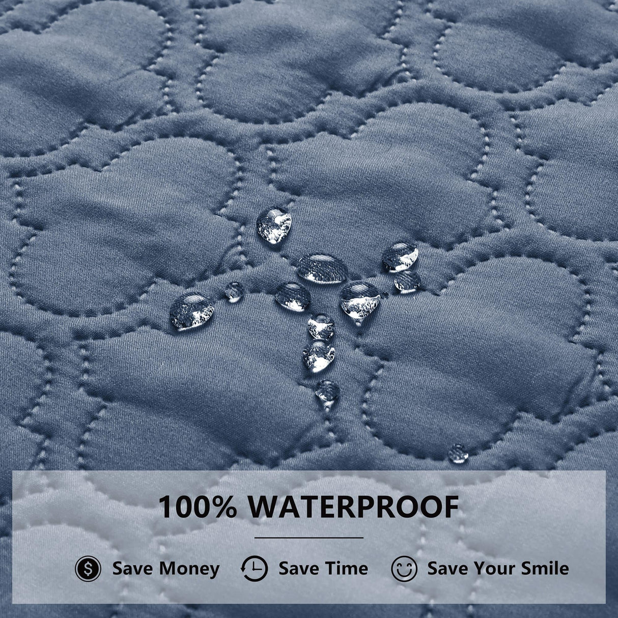 Bigbeer Waterproof Blanket for Bed, Reversible Dog Couch Cover Pet Sofa Furniture Protector Machine Washable King Size(82x102 Inch, Lightblue+Darkblue)