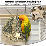 Jevnd Seagrass Handwoven Bird Bed for Cage, DIY Parakeet Nest & Climbing Ladder, Breathable Bird Hammock Tent with Chewable Toys, Cozy Parrot Sleeping Hut for Small Medium Birds Like budgies Lovebirds