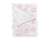 Squishy Cheeks Personalized Dog Pink Paw Print Blanket with Pets Name