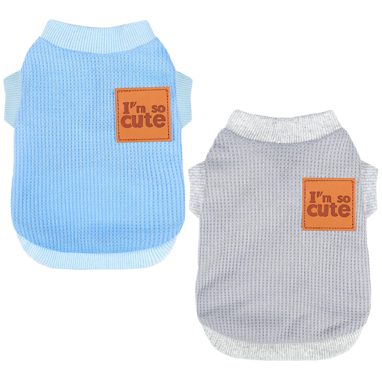 2 Pack Dog Shirt Vest Dog Clothes for Small Dogs Summer Waffle Puppy T-Shirts Soft Sleeveless Pet Clothes Lightweight Medium Large Doggy Outfit Cat Clothing (Blue+Grey, XX-Large)