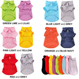 Pack of 2 Colors Dog Polo Shirt Cute Puppy Cat T-Shirt Solid Clothes Apparel for Small Pet (S: Length - 12", Green Lime and Lilac)