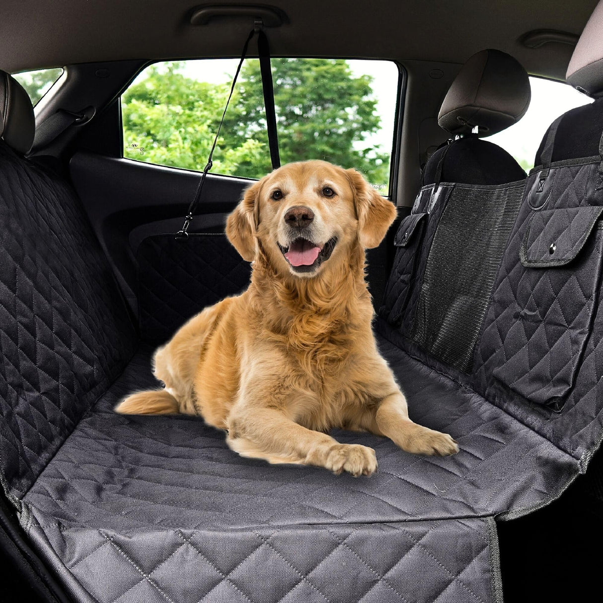 Pryze Dog Car Seat Cover for Back Seat with Mesh Window & Side Flaps | 100% Waterproof Dog Hammock for Cars Trucks & SUVs | 600D Heavy Duty Scratch Proof Nonslip | Easy Install & Machine Washable