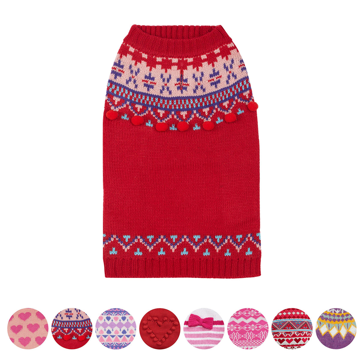 Blueberry Pet Icelandic Lopi Pullover Dog Sweater in Holiday Red, Back Length 16", Pack of 1 Clothes for Dogs
