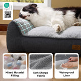 Bedsure SupportMax™ XL Orthopedic Dog Beds Large Sized Dog - Extra Thick Supportive Dogs Couch with Waterproof Washable Cover, Extra Large Comfort Pet Sofa with Soft Sherpa & Nonskid Bottom, Grey, 42"