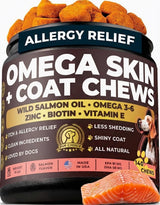 Pup Choice Omega 3 & 6 Dog Skin & Coat Chews – Wild Salmon Oil, Biotin, Zinc & Vitamin E – Supports Dry Itchy Skin, Shedding & Healthy Coat – PhD-Endorsed, Made in USA, 140 Chews, Salmon Flavor