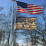 Trump 2024 2nd Second Amendment Flags Double Sided 3x5 Outdoor-Tea Stained Law and Order Guns Donald Trump American Flag Vintage Banner Heavy Duty 3 Ply with 2 Brass Grommets