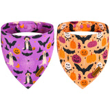 THLOH Halloween Dog Bandanas - 2 Pack Purple Dog Bandana with Snap Button | Reversible Pet Scarf for Boy & Girl | Premium Durable Fabric | Holiday Bandana for Large and Extra Large Dogs (X-Large)