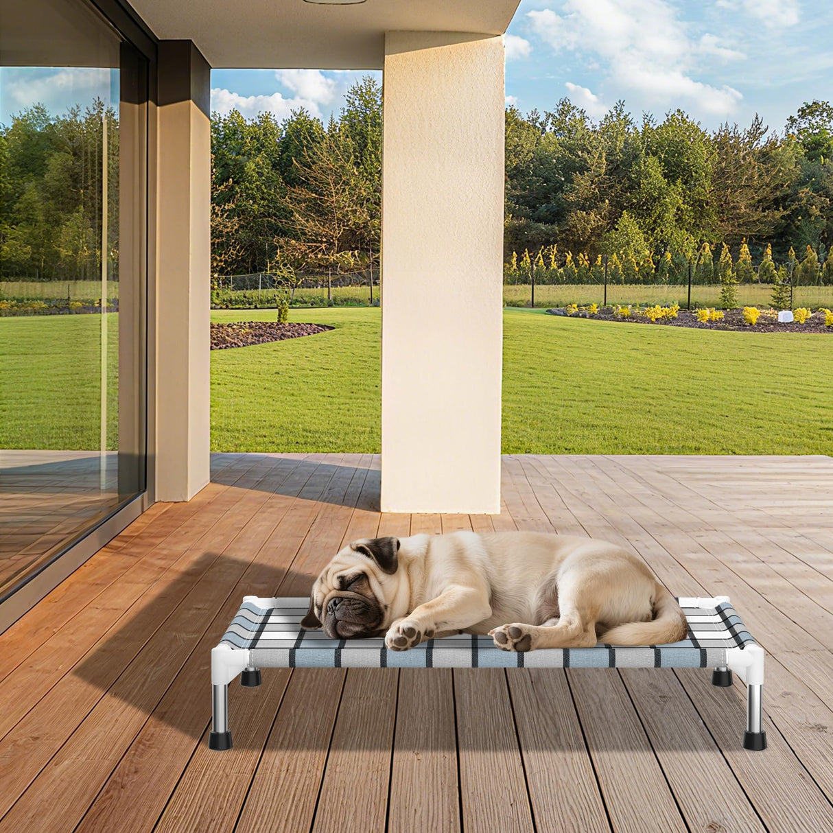 Caghash Elevated Outdoor Raised Dog Bed Outdoor Dogs Bed Lifted Pet Bed Dog Cot for Medium Pet Taste Life, Start with A Pet Bed 34'' x 20'' x 6.5''