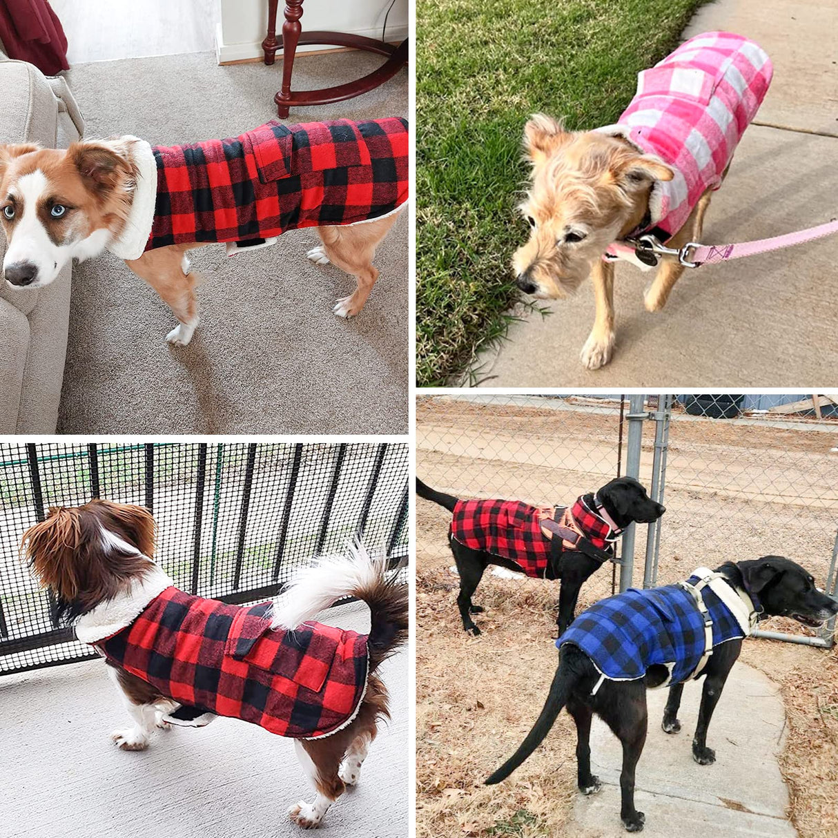 Malier Winter Coat for Dogs - Classic Plaid Fleece Cold Weather Jacket With Pocket, Windproof Warm Vest Clothes for Small Medium Large Dogs (Red, Medium)