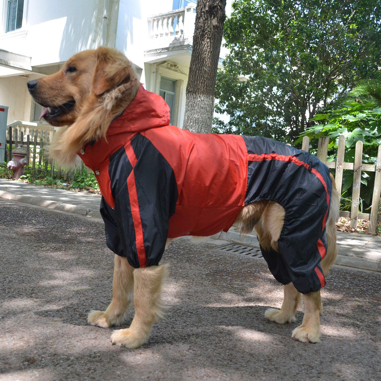 Pet Apparel Large Dog Clothing Raincoat Pet Clothes Rain Coat For Big Large Dogs Red Green Waterproof (L-L, Red)