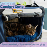 Cat & Dog Pet Carrier, Soft-Sided, Large 24"x16"x16", Supports Up to 45 lbs, Privacy Windows, Removable Plush Bed, Locking Zippers, Foldable Travel Crate