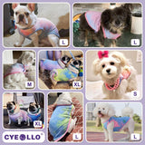 cyeollo 2 Pack Dog Shirts Sun Protection Dog T Shirt Stretchy Tie Dye Tank Top Breathable Sleeveless Vest Summer Pet Clothes
