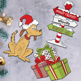 Christmas Yard Signs Stakes Outdoor Decorations - 4PCS Large Xmas Decorations Signs for Holiday Christmas Lawn Garden Pathway Decorations, 6.2inch-15inch