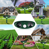 2024 Upgraded Solar Animal Repellent Ultrasonic pest Repeller Cat Repellent Squirrel Repellent Outdoor Waterproof Motion Sensor Strobe Lights Raccoon Repellent Skunk Coyote Deterrent(4 Pack)