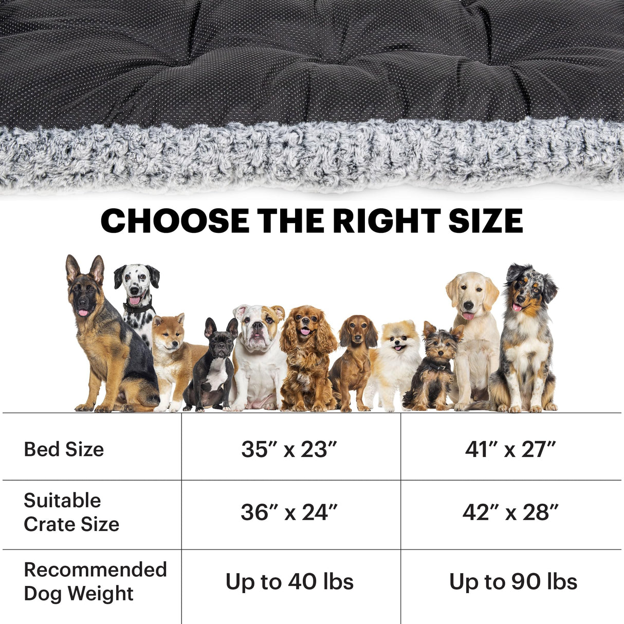 Lafyette. - US Based, Washable Faux Fur Dog Bed, Deluxe Plush Dog Crate Bed, Comfy Kennel Pad, Anti-Slip Pet Sleeping Mat, Soft Cozy Mattress for Large, Medium, Small Size Breed Dogs, 41" x 27", Grey