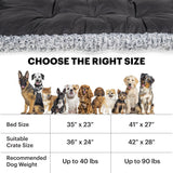 Lafyette. - US Based, Washable Faux Fur Dog Bed, Deluxe Plush Dog Crate Bed, Comfy Kennel Pad, Anti-Slip Pet Sleeping Mat, Soft Cozy Mattress for Large, Medium, Small Size Breed Dogs, 41" x 27", Grey