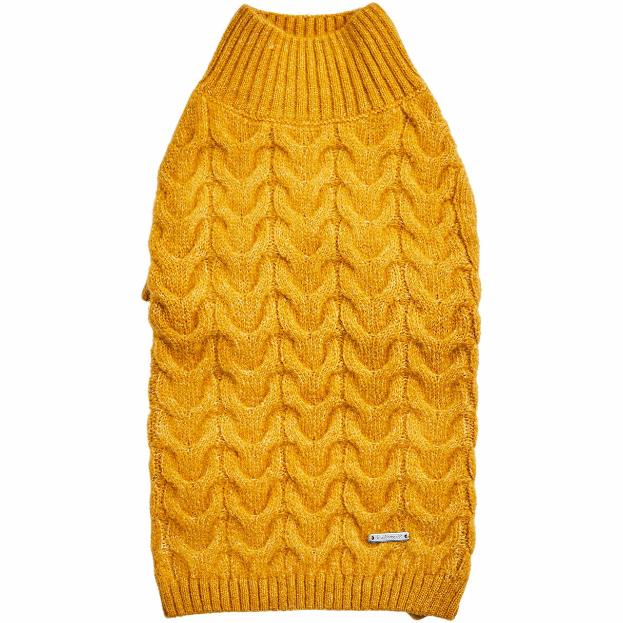 Blueberry Pet Dog Sweater - Mustard Yellow Fuzzy Knit Turtle-Neck Christmas Style, Puppy Clothes & Pajamas, Sweater Vest for Small Dogs, Accessories, 10" Back Length